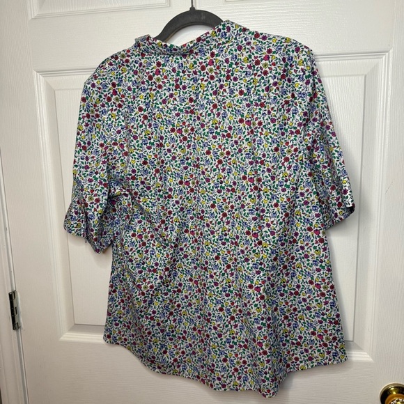 Talbots Women Floral Garden Short Sleeved Button Down Non Iron Shirt Size 16 EUC - Picture 5 of 6